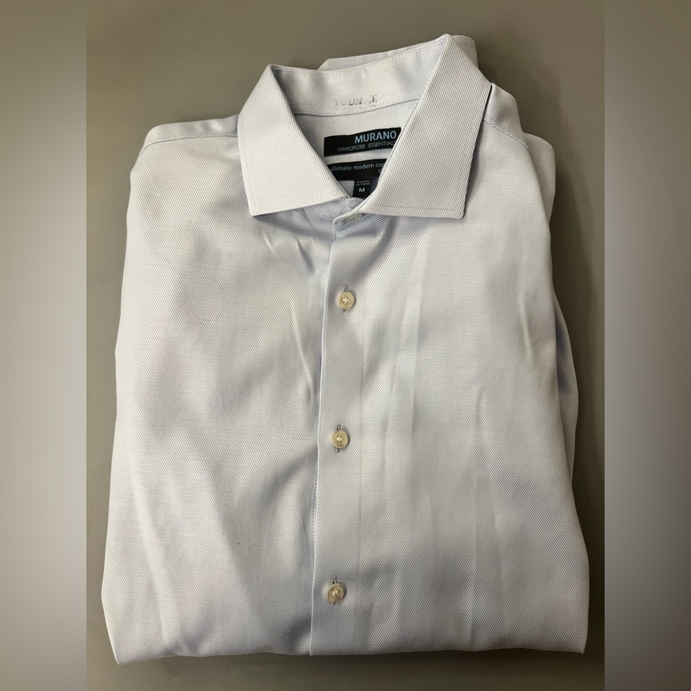 Murano slim fit Blue and White Dress Shirt Premium Business Attire
